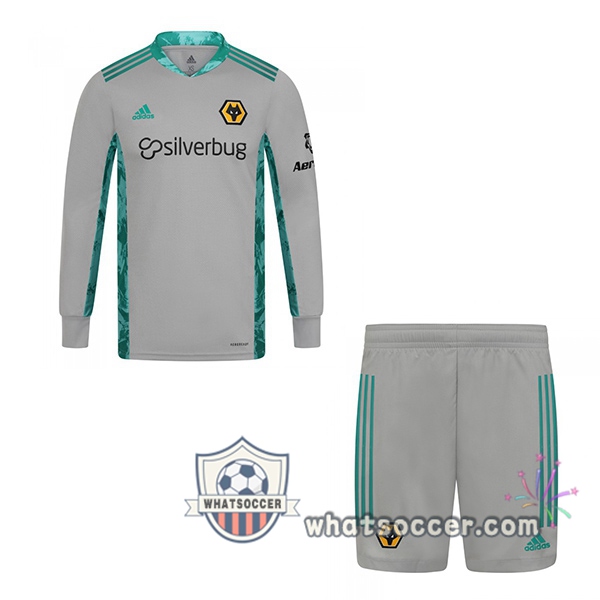 Wolves Kids Goalkeeper Soccer Jerseys Long Sleeve Gray 2020-2021