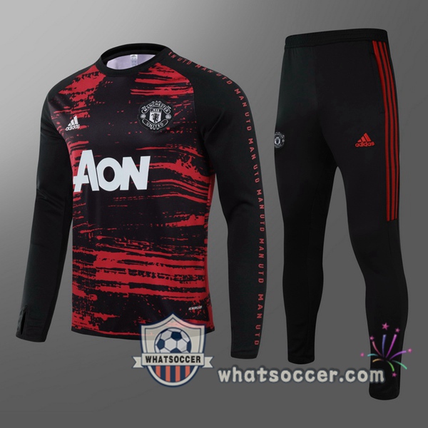 Manchester United Kids Tracksuit Black Red 2020-2021