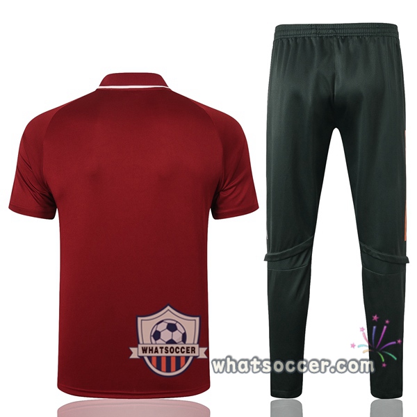 Training Polo Set Manchester United + Pants Red 2020-2021