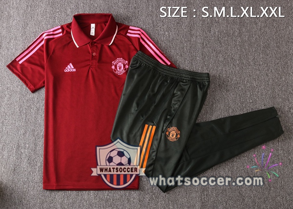Training Polo Set Manchester United + Pants Red 2020-2021