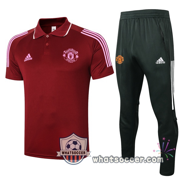 Training Polo Set Manchester United + Pants Red 2020-2021