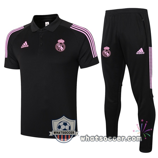 Training Polo Set Real Madrid + Pants Black 2020-2021