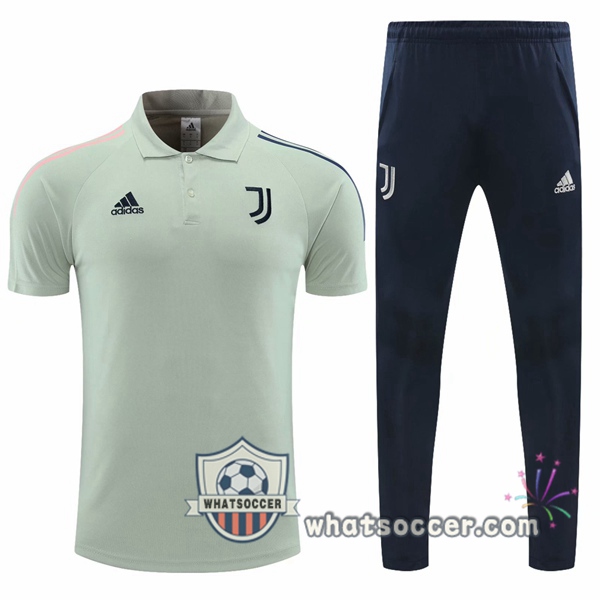 Training Polo Set Juventus + Pants Gray Green 2020-2021