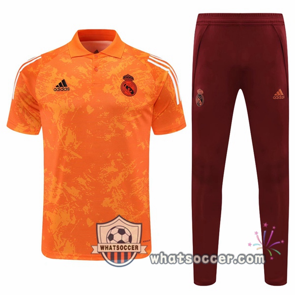 Training Polo Set Real Madrid + Pants Orange 2020-2021