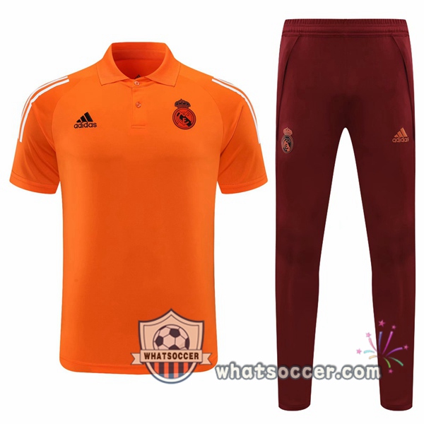 Training Polo Set Real Madrid + Pants Orange 2020-2021