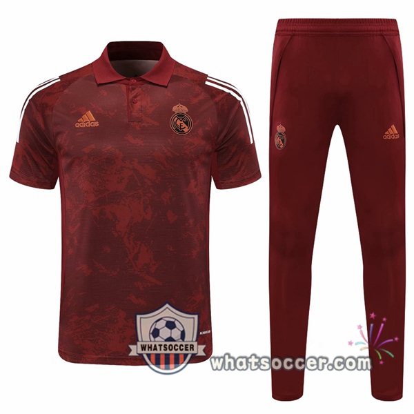 Training Polo Set Real Madrid + Pants Red 2020-2021