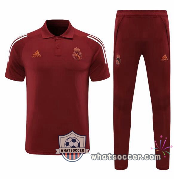 Training Polo Set Real Madrid + Pants Red 2020-2021