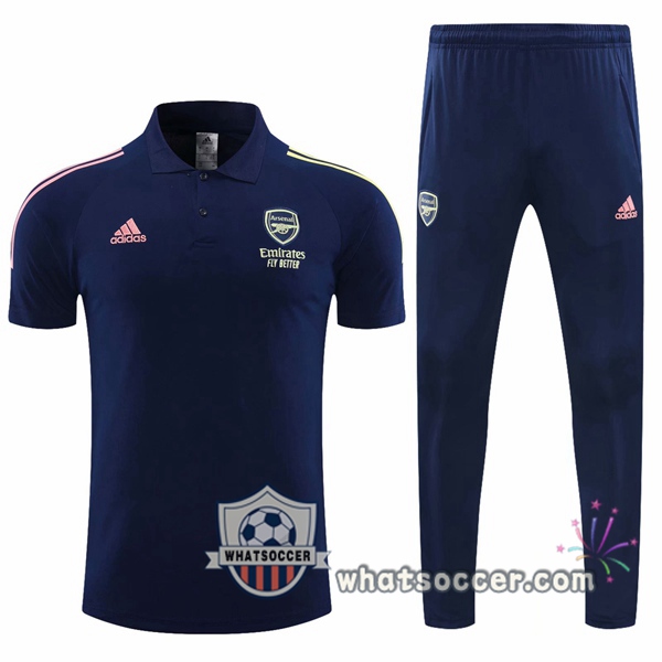 Training Polo Set Arsenal + Pants Blue Royal 2020-2021