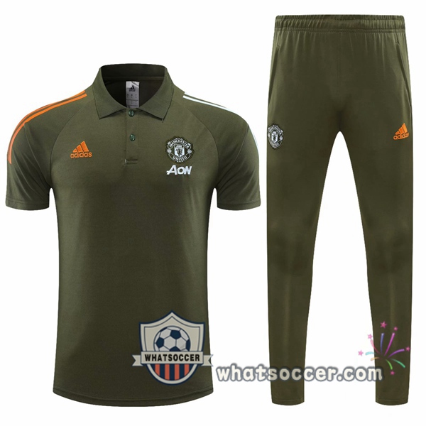 Training Polo Set Manchester United + Pants Green 2020-2021