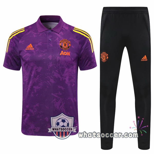 Training Polo Set Manchester United + Pants Purple 2020-2021