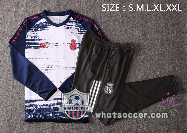Real Madrid White Blue Tracksuit 2020-2021