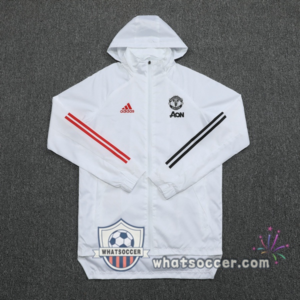 Manchester United White Windbreaker Hoodie 2020-2021