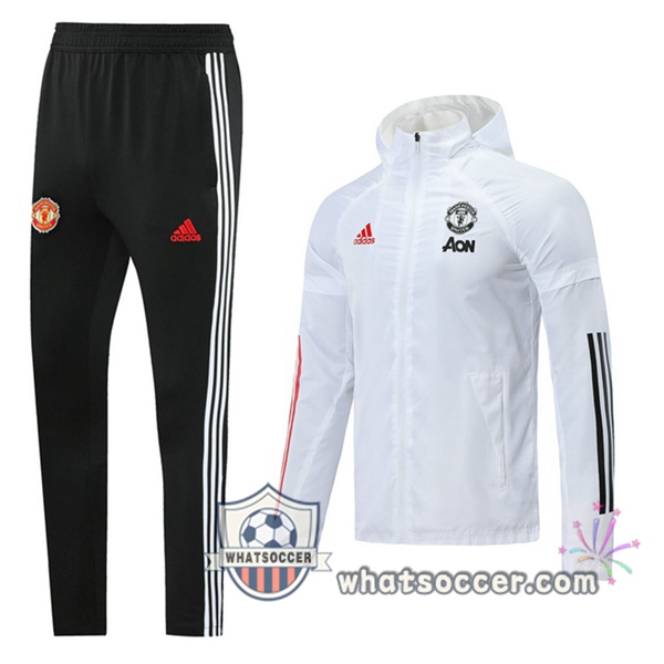 Manchester United White Windbreaker Hoodie 2020-2021