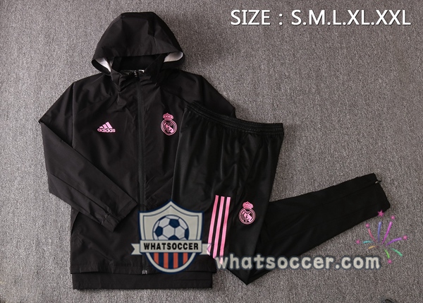Real Madrid Black Windbreaker Hoodie 2020-2021