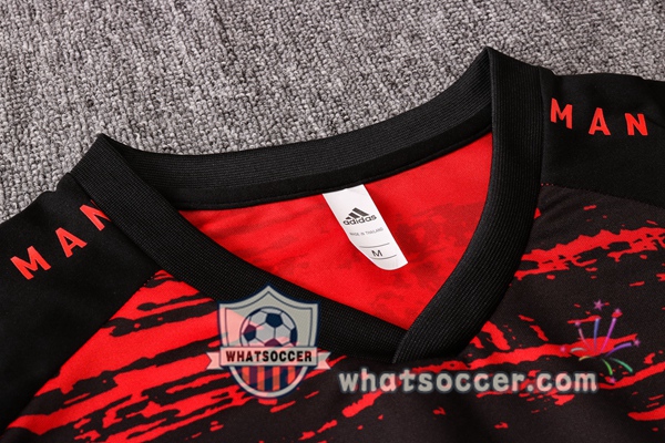Manchester United + Pants Red Black Training T-Shirt Suit 2020-2021