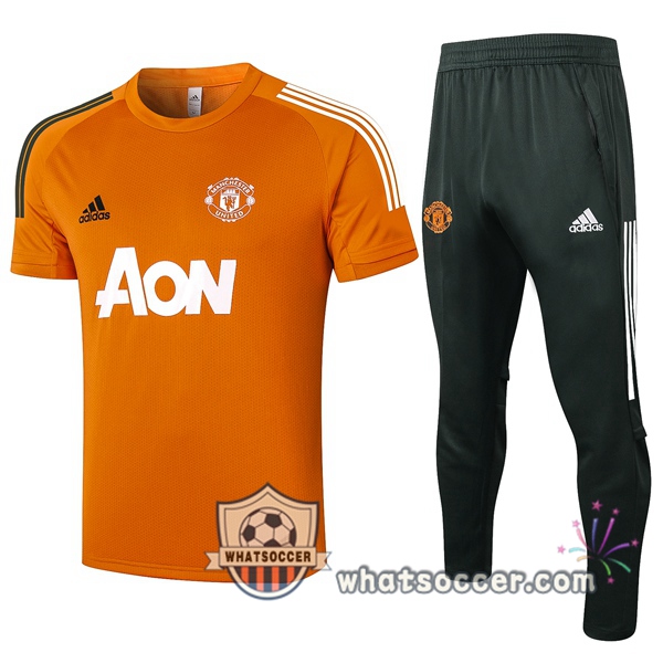 Manchester United + Pants Orange Training T-Shirt Suit 2020-2021