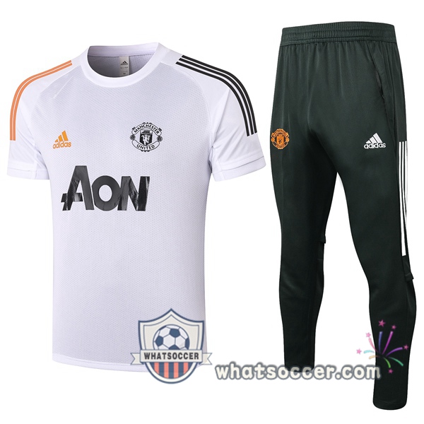 Manchester United + Pants White Training T-Shirt Suit 2020-2021