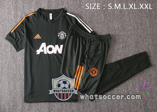 Manchester United + Pants Green Training T-Shirt Suit 2020-2021