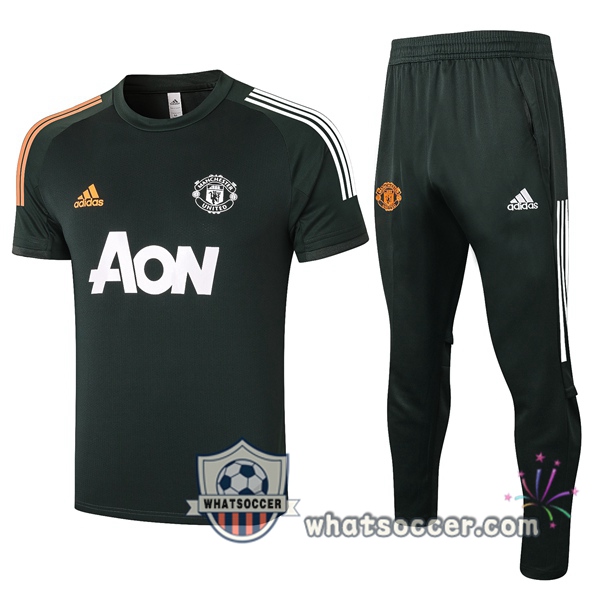 Manchester United + Pants Green Training T-Shirt Suit 2020-2021