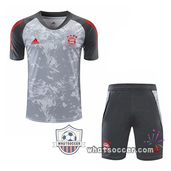 Bayern Munich + Shorts Gray Training T-Shirt Suit 2020-2021