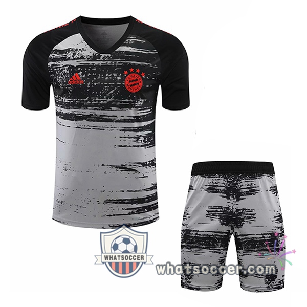 Bayern Munich + Shorts Gray Black Training T-Shirt Suit 2020-2021