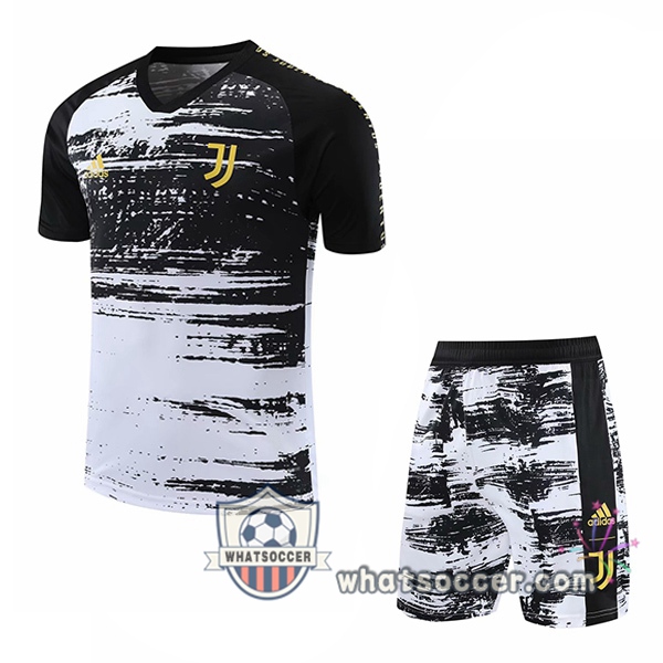 Juventus + Shorts White Black Training T-Shirt Suit 2020-2021
