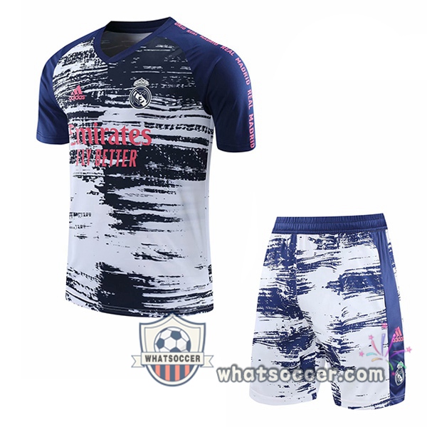 Real Madrid + Shorts Blue White Training T-Shirt Suit 2020-2021
