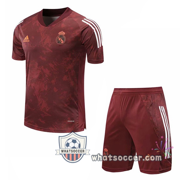 Real Madrid + Shorts Red Training T-Shirt Suit 2020-2021