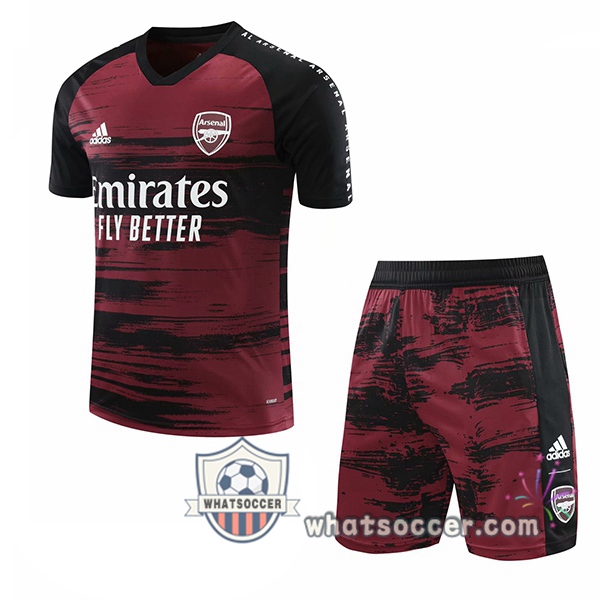 Arsenal + Shorts Red Black Training T-Shirt Suit 2020-2021