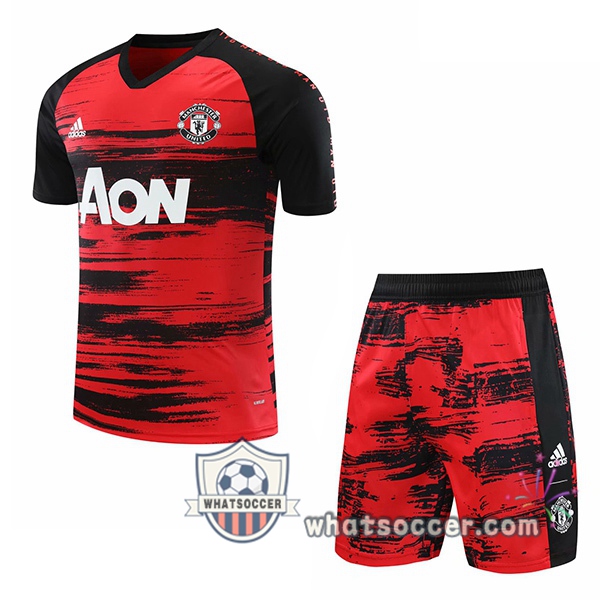 Manchester United + Shorts Red Black Training T-Shirt Suit 2020-2021