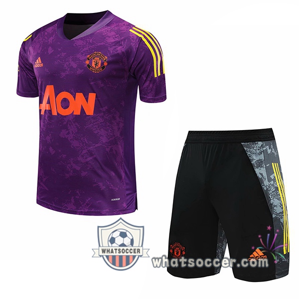 Manchester United + Shorts Purple Training T-Shirt Suit 2020-2021