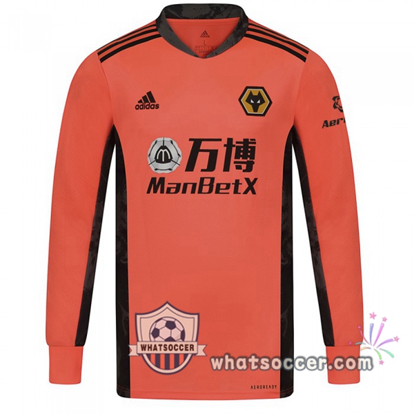 Wolves Away Soccer Jerseys Goalkeeper Soccer Jerseys Long Sleeve Orange 2020-2021