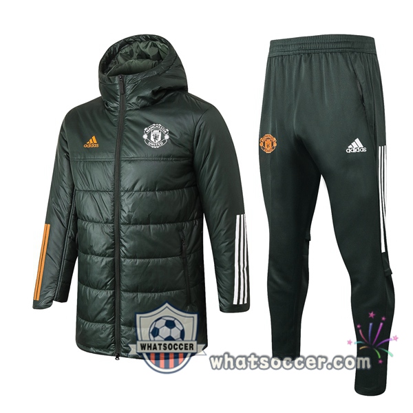 Manchester United Green Soccer Down Jacket + Pants 2020-2021
