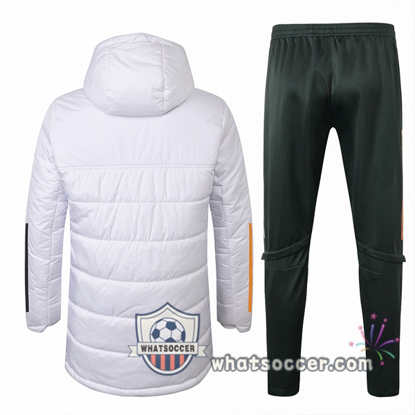 Manchester United White Soccer Down Jacket + Pants 2020-2021