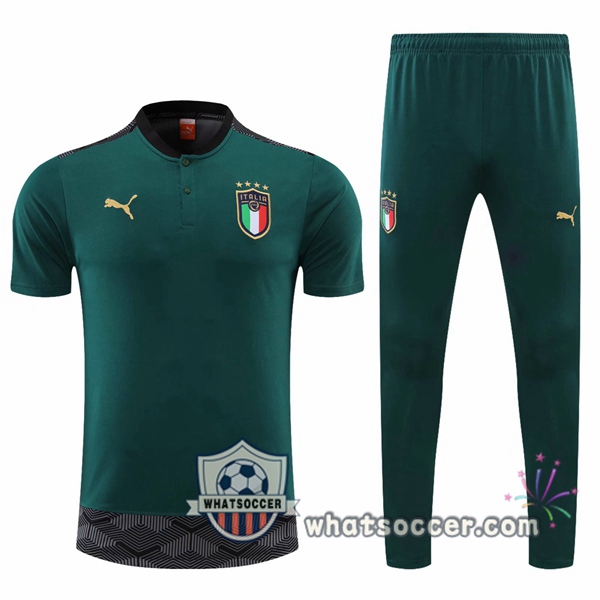 Training Polo Set Italy + Pants Green 2020-2021