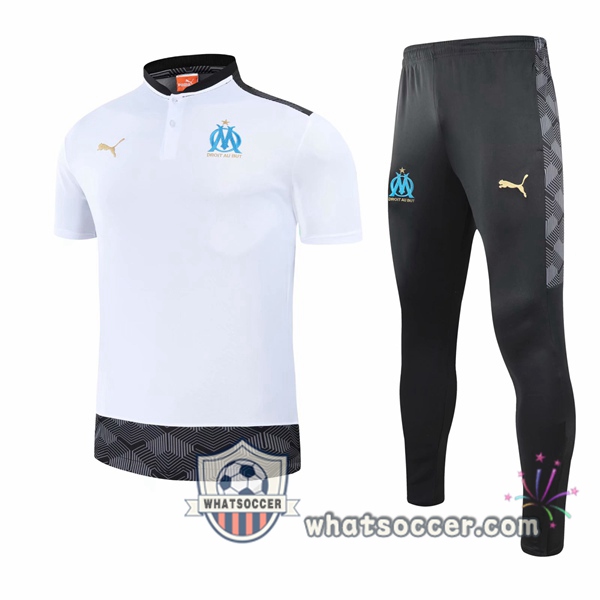 Training Polo Set Olympique de Marseille + Pants White 2020-2021