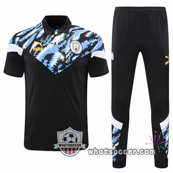 Training Polo Set Manchester City + Pants Black 2020-2021