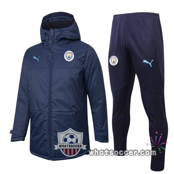 Manchester City Blue Royal Soccer Down Jacket + Pants 2020-2021