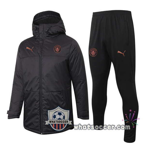 Manchester City Black Soccer Down Jacket + Pants 2020-2021