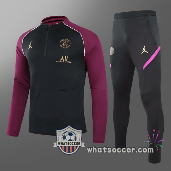 Paris PSG Jordan Kids Tracksuit Black Purple 2020-2021