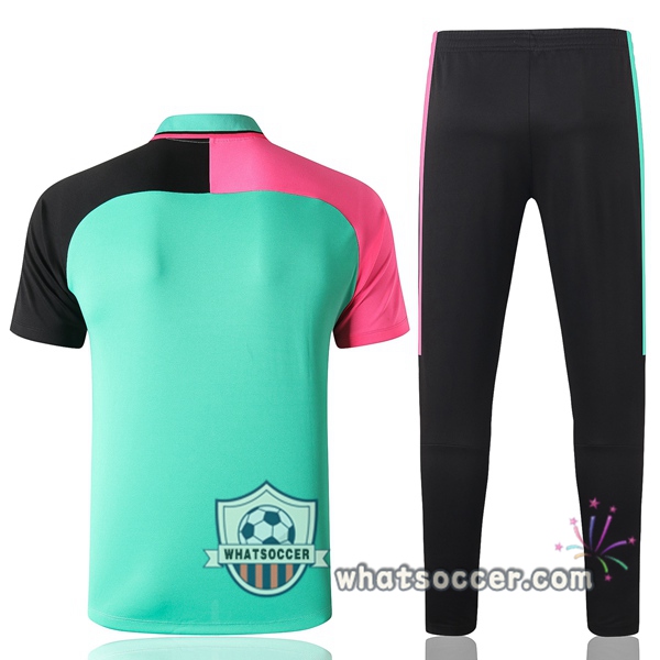 Training Polo Set FC Barcelona + Pants Green Rose Black 2020-2021