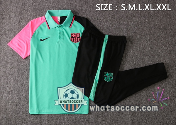 Training Polo Set FC Barcelona + Pants Green Rose Black 2020-2021