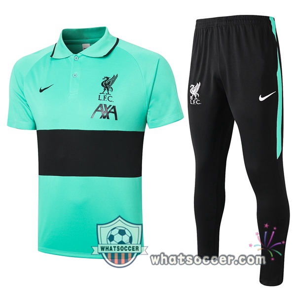 Training Polo Set FC Liverpool + Pants Green Black 2020-2021