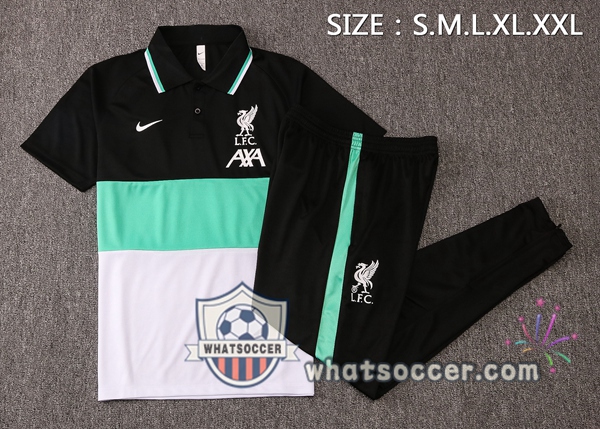 Training Polo Set FC Liverpool + Pants Black Green White 2020-2021