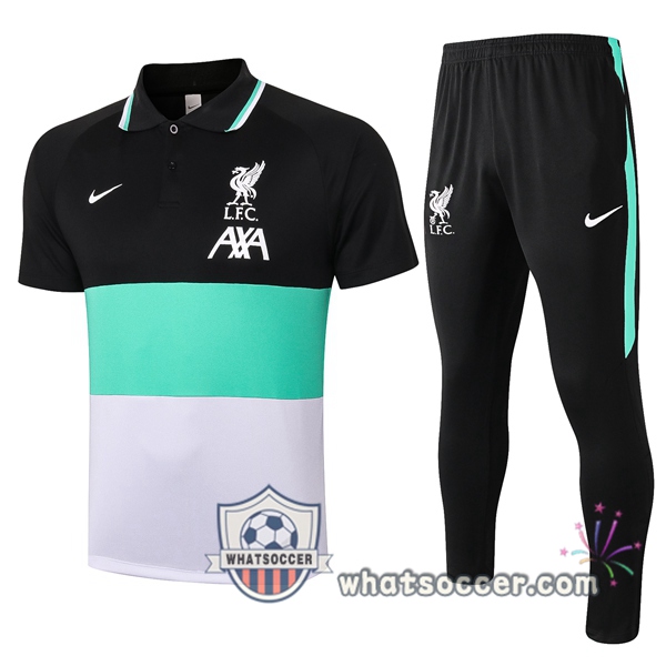 Training Polo Set FC Liverpool + Pants Black Green White 2020-2021