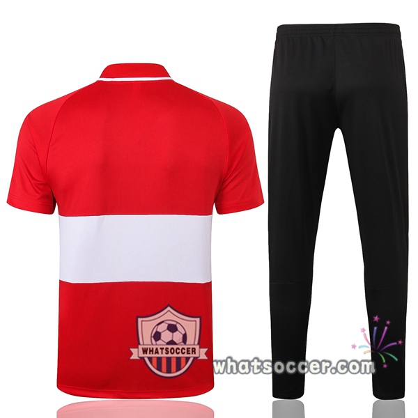 Training Polo Set FC Liverpool + Pants Red White 2020-2021