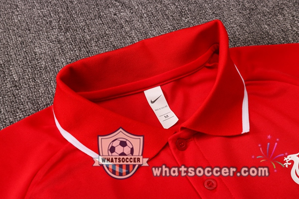 Training Polo Set FC Liverpool + Pants Red White 2020-2021