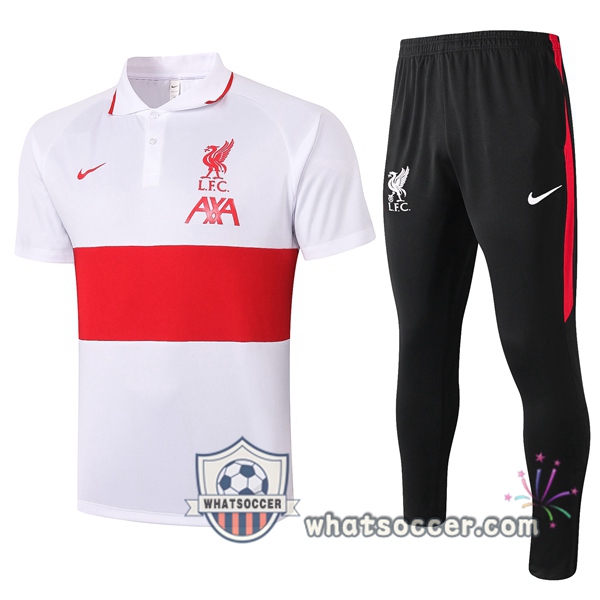 Training Polo Set FC Liverpool + Pants White Red 2020-2021