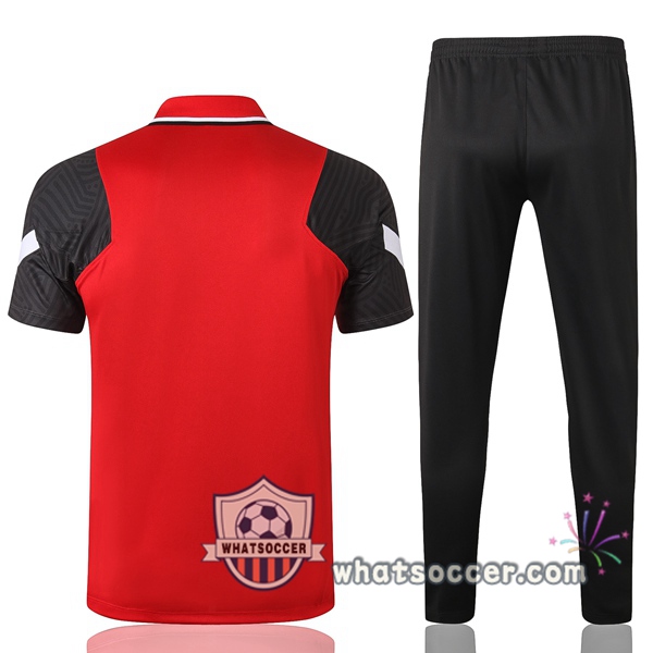 Training Polo Set FC Liverpool + Pants Red Black 2020-2021