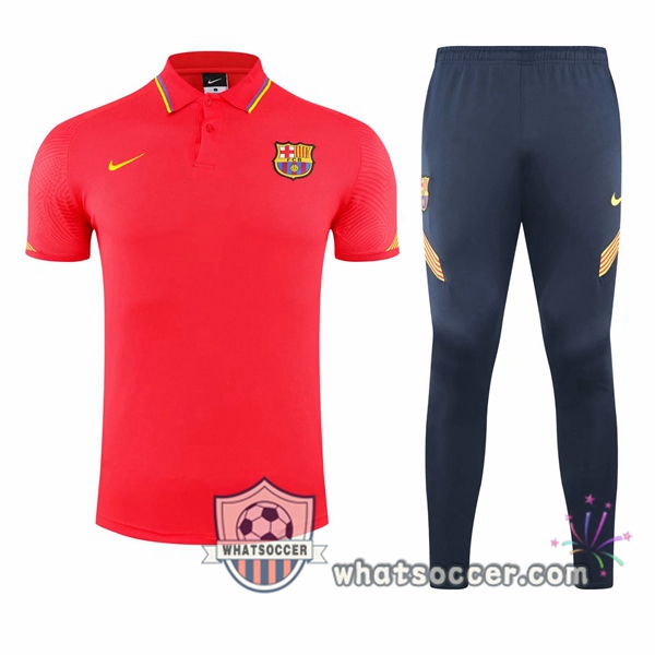 Training Polo Set FC Barcelona + Pants Red 2020-2021
